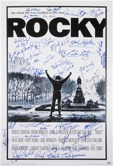 Rocky Movie Poster 24 x 36 Multi-Signed by 41 Past and Present Boxing HOFers and Champions Including Norton & Leonard (JSA)